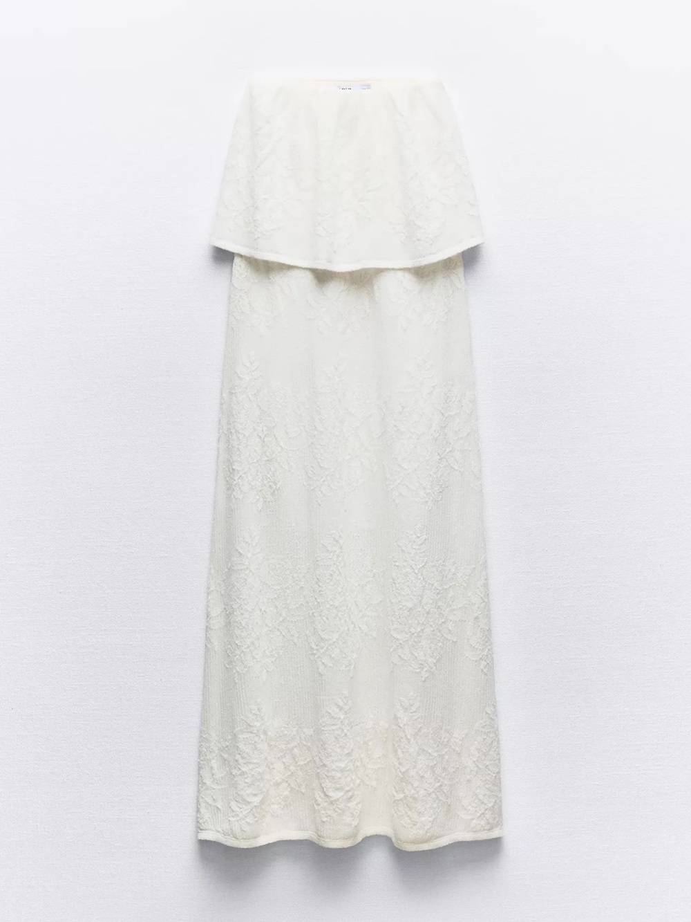 Zara Strapless White Lace Maxi Dress